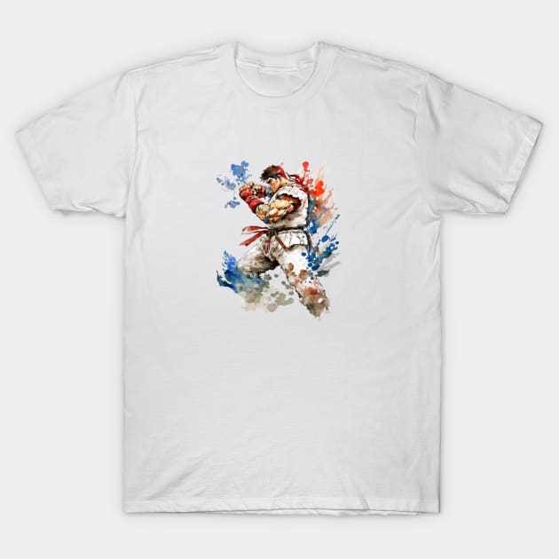 Ryu from Street Fighter - Watercolor Design T-Shirt by Labidabop